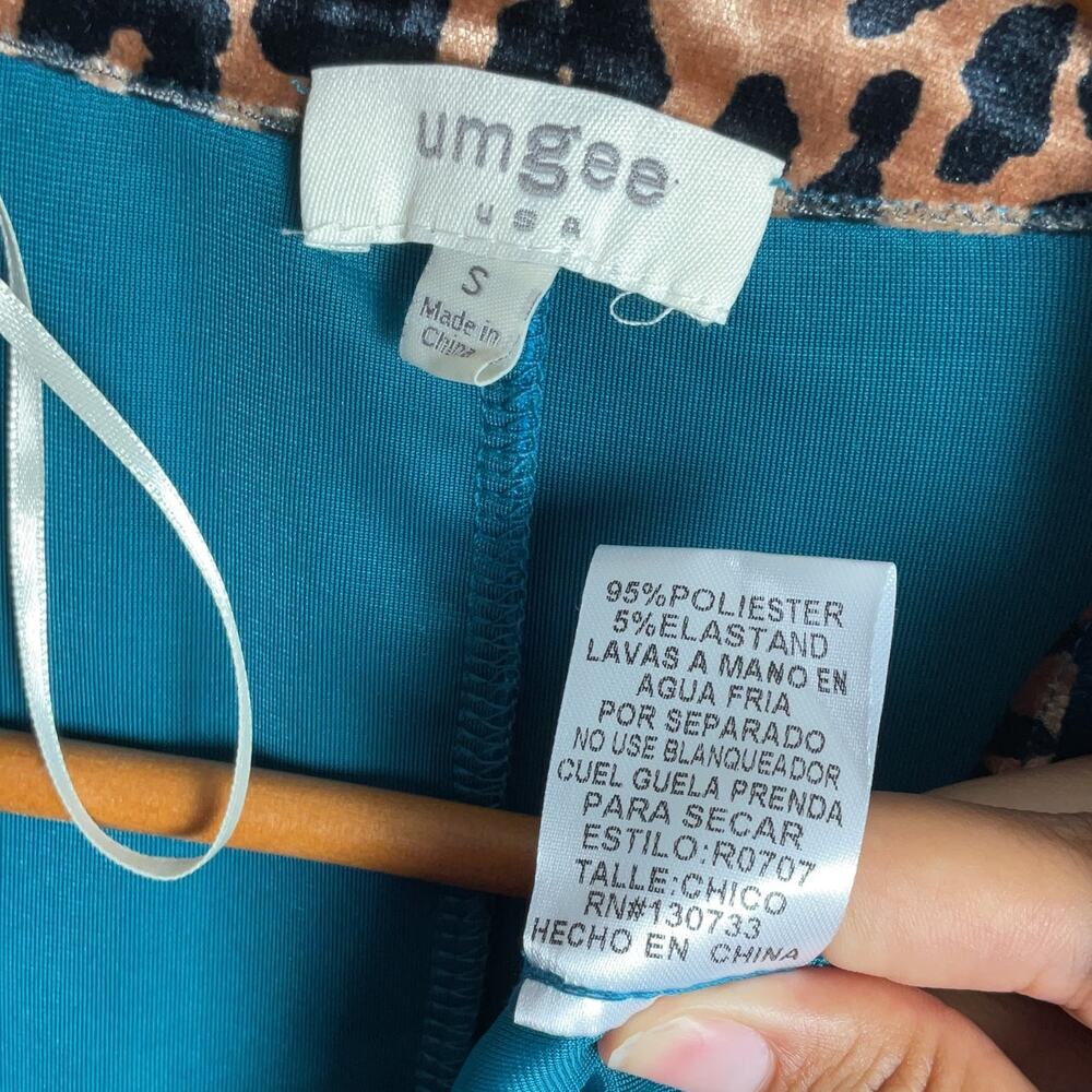 UmGee USA Womens Teal Velvet Cardigan with Animal Print lapel Long Sleeve Small - Picture 5 of 9